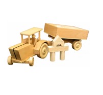 Traktor mit Anhänger + Bauklötze 68x21x21 cm